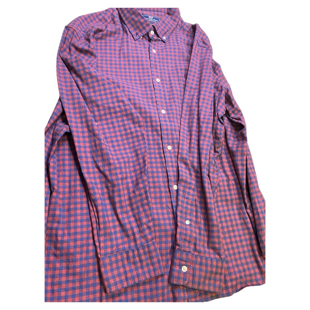 Vineyard Vines Purple and Red Checkered Shirt